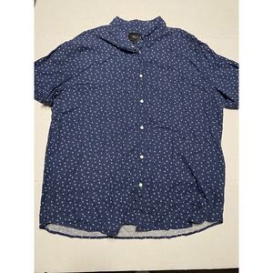 Rails Carson Button Down Short Sleeve‎ Blue Geometric Size 2XL/XXL Linen Blend